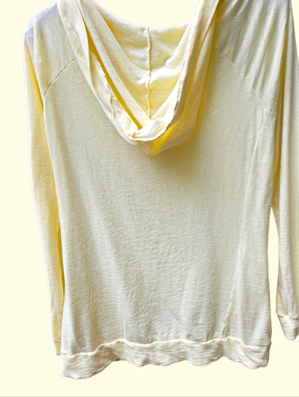 Old Navy Women's Lightweight Yellow Hooded V-Neck Sweatshirt - Picture 3 of 6